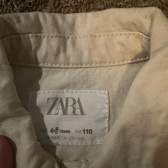 Zara Unisex Kids Cream Preppy Denim Jacket Size 4-5 - Picture 2 of 4